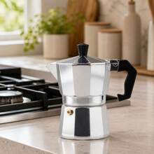 15cm Coffee Aluminum Moka Pot, Classic Espresso Maker For 3 Cups, Portable Stovetop Coffee Machine, Kitchenware - Coffee Brown - View 2