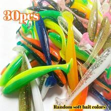 30pcs Two-Tone T-Tail Fishing Lures, Grub Soft Baits, Assorted Colors, Artificial Swimbaits, Fishing Lures - Multicolor - View 2
