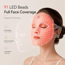 SUNPINT Wireless LED Beauty Mask, 7-Color Red Light Therapy Mask, Nano-Scale Red Light Wavelength, Makes Skin Feel More Plump, Enhances Skin Softness And Elasticity - White - View 4