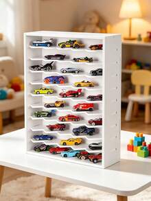 1pc Wall-Mounted Model Car Storage Organizer Box, Desktop Toy Car Garage (White), Suitable For Newborn Essentials And Children's Room - Multicolor - View 4