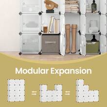 12-Cube Modular Plastic Storage Shelf With Soft-Close Doors – Space-Saving Living Room Organizer, Lightweight & Easy To Assemble, Neutral Design For Clutter-Free Spaces - Black - View 10