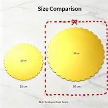 8Pcs Gold Scalloped Edge Round Cake Boards, Thick Sturdy Cake Base Cardboard Circles, Waterproof Oilproof Cake Tray Stand For Birthday Wedding Party Anniversary Baking Dessert Display - Gold - View 14