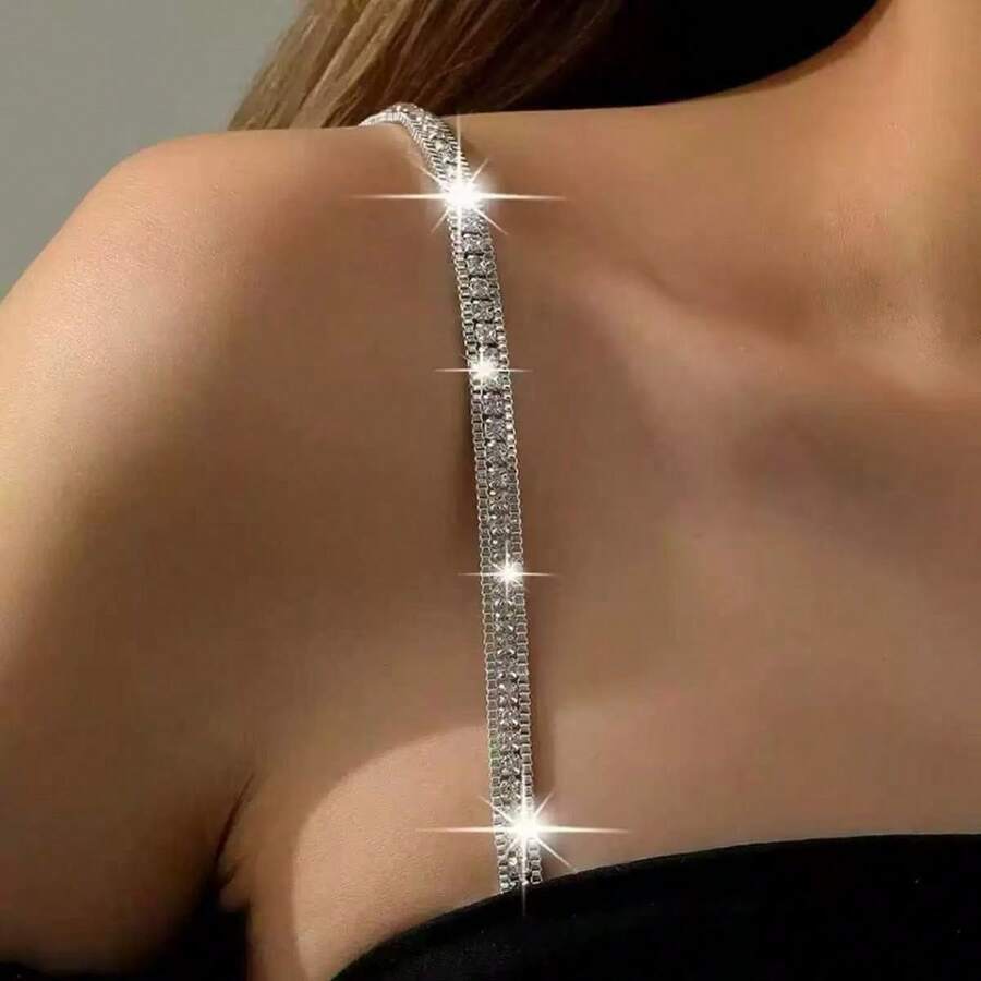 2pcs Rhinestone Adjustable Shoulder Straps, Invisible Bra Straps For Wedding Dress And Evening Gown, Simple Fashion Sexy - Shoulder Strap - View 1