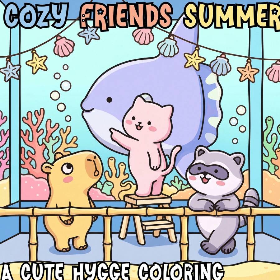 GDTME Cozy Friends: Cute Animal Companions Daily Life, 24-Page Student Coloring Book, Warm And Healing, Birthday Gift For Family And Friends, Holiday And Vacation Gift, Back-To-School Season, Summer Fun, 7.9x7.9 Inches. - Cute and Heartwarming - View 1