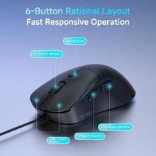 AJAZZ NJ09 Wired Mouse, Silent Mouse, Right-Handed, Plug And Play, 4-Color Breathing Light, 4-Level Adjustable DPI Up To 3600, Gaming Mouse/Office Mouse - View 2