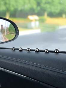 6pcs/10pcs Cartoon Eye Car Decorative Stickers, Creative Car Interior Decoration Accessories, Dashboard Decoration, Center Console And Rearview Mirror Decoration Stickers, Fun Car Interior Styling Accessories - Black - View 3