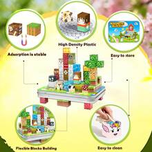 60pcs Country Adventure Theme Magnetic Blocks, Farm & Field Pattern Bricks, DIY Assemble Country Farm Scene, Free Combination Stacking STEM Toy, Enhance Children's Hands-On Ability, Toddler Birthday & Holiday Educational Gift - Multicolor - View 8