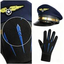 2件組女款海軍帽，深藍色水手帽，刺繡星星徽章，適合萬聖節、Cosplay與節慶穿搭 - 彩色 - 查看 3
