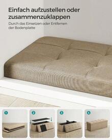 Sitzbank mit Stauraum, 38 x 110 x 38 cm, Sitztruhe - Kamelfarben - Übersicht 7
