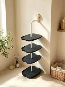 Wall-Mounted Suction Cup Shoe Rack, No-Drill Shoe Storage Rack, Multi-Layer Floating Shoe Rack, Suitable For Entryway Bathroom Balcony, Cloud-Shaped Shoe Rack, Can Hold Sneakers Slippers High Heels, No Wall Damage, Suitable For Apartment Corners, Robot Vacuum Shoe Storage - Multicolor - View 10