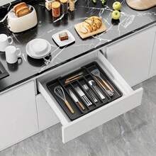 Flatware Organizers, Retractable Cutlery Storage Box, Extendable Large Capacity Utensil Storage Holder, For Drawer, Counter And Cabinet, Kitchen Organizers And Storage, Kitchen Accessories - View 7