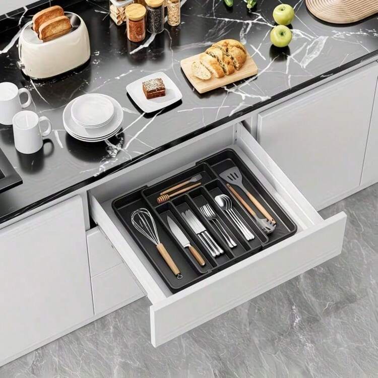 Flatware Organizers, Retractable Cutlery Storage Box, Extendable Large Capacity Utensil Storage Holder, For Drawer, Counter And Cabinet, Kitchen Organizers And Storage, Kitchen Accessories - View 7