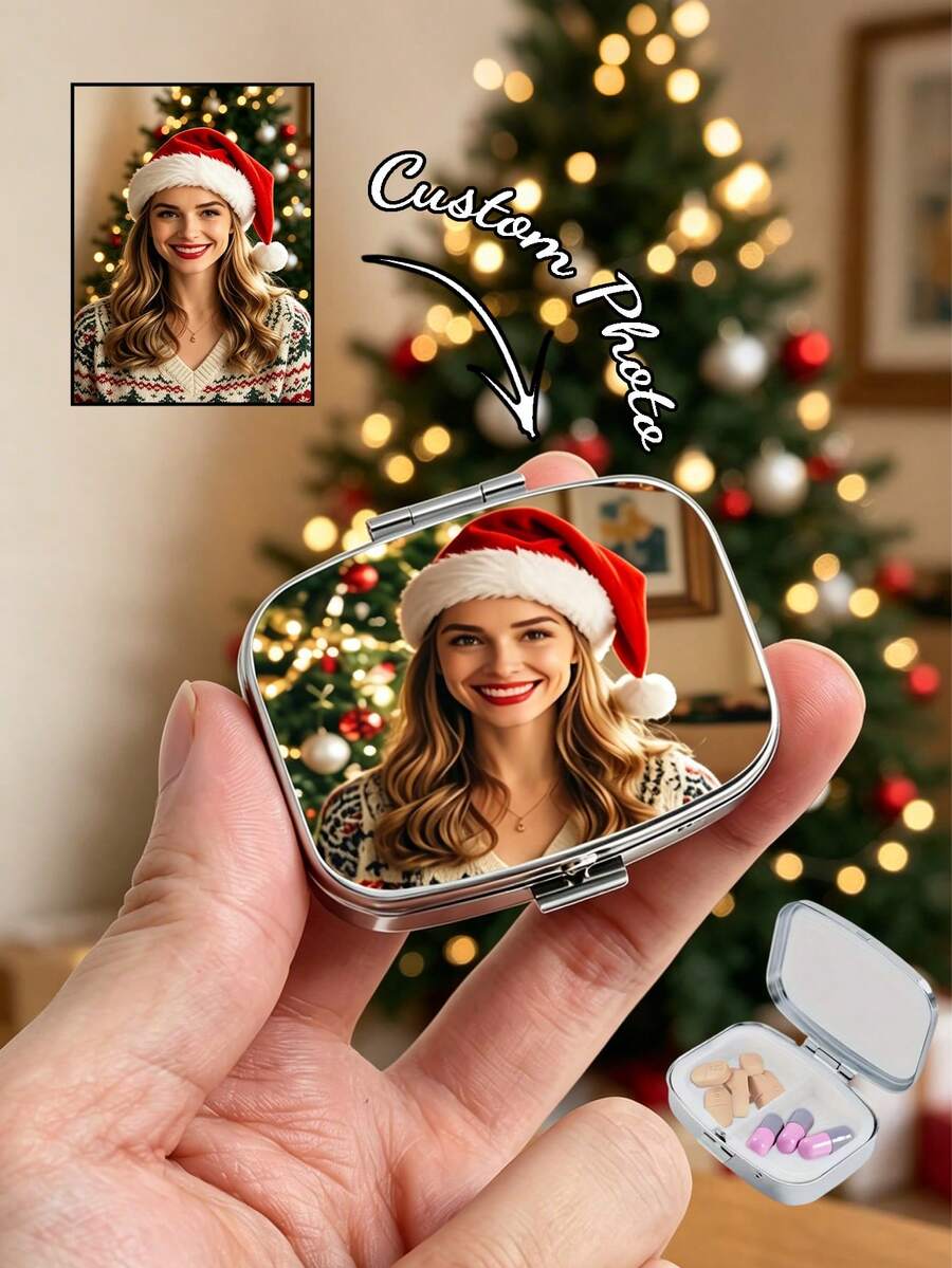 Custom Rectangular Double Spaced Picture Storage Box, Suitable For Storing , Vitamins, Jewelry, Earrings, Put In Pockets Or Wallets, Backpacks.