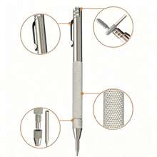 1pc Scribing Pen + 5pcs Replacement Tips Strong Magnetic Tungsten Steel Scribing Pen Suitable For Ceramic, Tile, Glass, Etc. - A - View 5