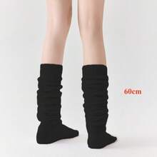 1 Pair Of Autumn And Winter White Knee-High Socks. Grey Terry Socks, Warm High-Cut Socks, JK Socks, Slouchy Socks - Multicolor - View 26