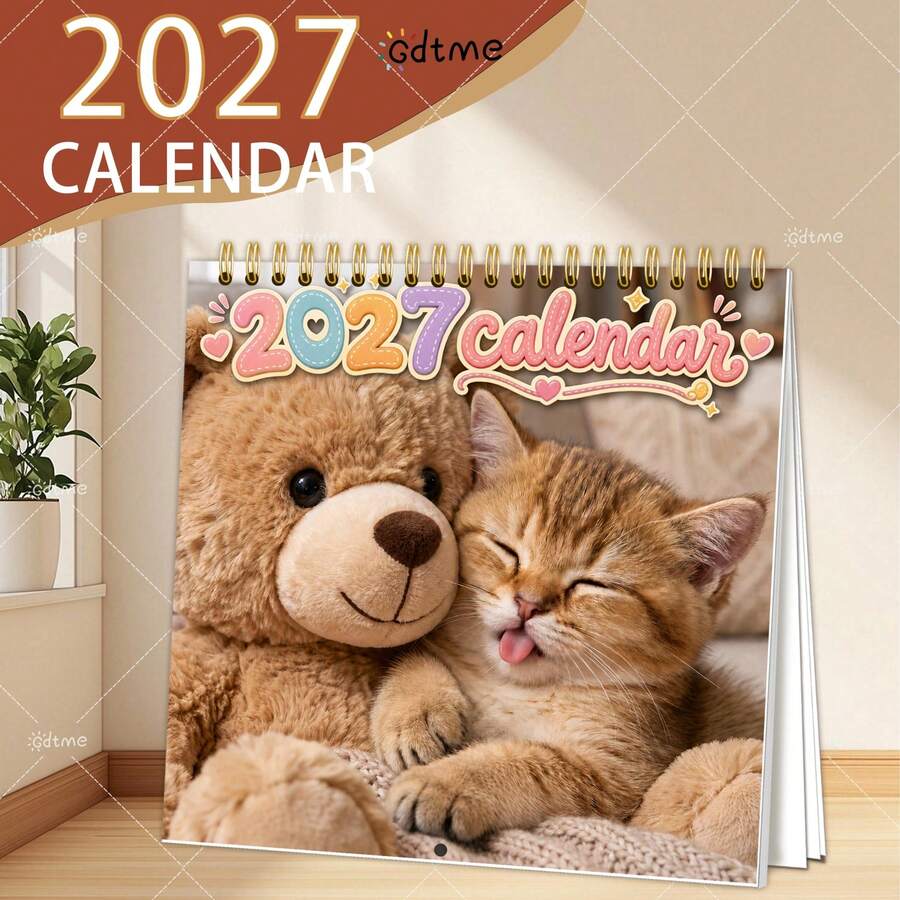 GDTME 2027 New Calendar, Cute Pet Calendar, Important Event Tracker, Anniversary And Birthday Records, Plan Your Life, Birthday Gift For Girls, New Year And Christmas Gift, For Loved Ones And Family, Can Be Placed On The Desk Or Hung On The Wall. - Cute Pet - View 1