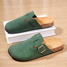 Men's Soft Cork Sole Comfortable Slip-On Casual Mule Slippers, Suitable For All Seasons, Commuting, Home, Office, Travel, Beach, Vacation Wear (Slight Color Difference) - Green - View 7