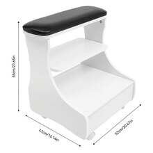 Foot Bath Spa Handcart (With Wheels),  20.47*16.14*21.65 In,Foot  Bench With Footrest, Beauty Salon Nail/Home Storage Roller, Foot Nail Tool Table - 白色 - 查看 2