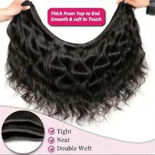 BingShang Body Wave 3 Bundles With Closure Brazilian 12A Unprocessed Virgin Human Hair 4x4 Free Part Closure Body Wavy Human Hair Bundles With Closure Natural Color Free Part HD Lace Transparent - 1B - View 7