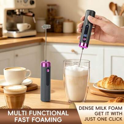 Portable Electric Milk Frother, Mini Frother, Handheld Electric Whisk, Rechargeable Drink Mixer, Handheld Coffee Mixer, Cordless Electric Mixer; Suitable For Lattes, Cappuccinos, Smoothies, And Hot Chocolate