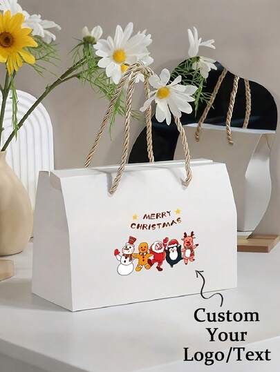 Custom-Logo Paper Box With A Handle. Suitable For Packaging Small Gifts Such As Scented Items, Cosmetics, Or Handmade Candles. An Ideal Gift For Him Or Her-Perfect For Weddings, Parties, Birthdays, And Christmas.