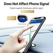 1pc Car Phone Holder Suction Cup Magnetic Air Vent Dashboard Adhesive Car Interior Mount - Silver - View 2