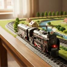 Trenzinho Locomotiva Trilhos A Pilha Brinquedo Infantil Trens Clássicos 19 Peças - Preto - Visão 6