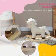 Children's Rocking Horse, Unicorn Ride-On Toy, With Wooden Base, Suitable For Children Aged 2-4, White - White - View 8