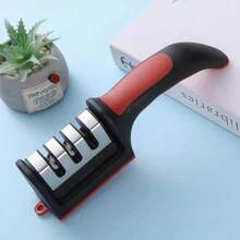 KitchenProfessional 4-In-1 Chef Knife Sharpener, For Sharpening Chef Knives, Can Repair Non-Serrated Blades And Scissors - Black and Red - View 1