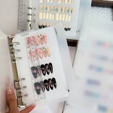 Minimalist Nail Art Storage Album Handmade Press-On Nail Display Card Book Large Capacity Nail Tip Color Storage Book Includes 3 Inner Pages Does Not Include Nail Tips - Multicolor - View 6