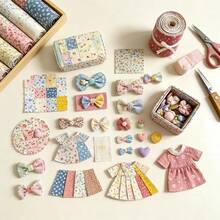 100PCS Floral Pattern Jelly Roll Fabric Strips, Soft Cotton Pre-Cut Patchwork Fabric Pack, Vintage Small Floral Prints, Perfect For DIY Sewing, Machine Quilting, Doll Clothes, Hair Accessories Craft Materials (Random Styles) - 100PCS Random Color - View 5