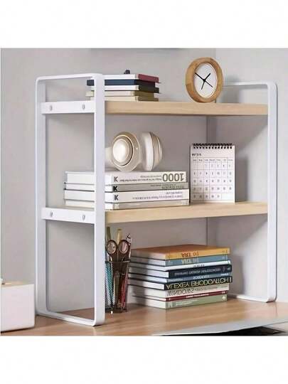 1pc Multi-Layer Storage Rack, Adjustable Height Desktop Storage Shelf, Standing Shelf For Storing Books, Bedroom Study Room Accessories, Home Organization And Storage Supplies,For School