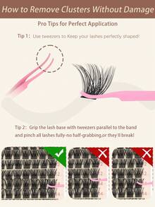 YIDUO 580pcs Cluster Eyelashes Set, 6 Styles Including 60D,80D,100D, 3D Effects, With Eyelash Glue, Makeup Remover, Easy DIY At Home, Daily Makeup Application For Beginners Wedding And Holiday Parties, Beginner-Friendly - Multicolor - View 8