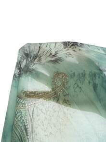 Robe élégante à col V profond et manches longues pour femmes DOUCIU, cache-maillot de plage décontractée semi-transparente avec fente, convient pour le style bohème d'été - Vert - Voir 6