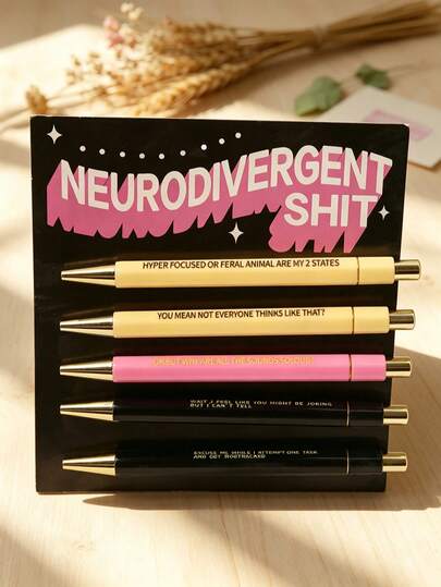 5/10/20pcs Funny Sarcastic Quote Metal Pens, Back To School Stationery, Aesthetic School Supplies, Neurodivergent Humorous Writing Pens Gift Set