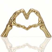 1pc Hand Gesture Desktop Decor, Skeleton Couple Statue, Creative Wedding Home Ornament, Heart-Shaped And Hand-Shaped Small Sculpture, Suitable For Living Room, Bookshelf, Coffee Table, Home Decor, Bedroom, Office, Student Use, Halloween Gift, Winter Valentine's Day Gift - Multicolor - View 10