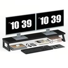 Dual Monitor Stand, Monitor Riser For 2 Screens, 100 Cm Large Computer Monitor Stand, Desk Shelf Organizer For Office Desk, Accessories - View 14