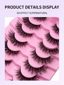 1 buah/7 Pasang Bulu Mata Palsu D-Curl Tebal Russian Volume Alami Lembut, Bulu Mata Palsu Mink Klasik Cat Eye, Bulu Mata Palsu Cross Fine Dense 5D, Ekstensi Bulu Mata Lembut untuk Tampilan Riasan Alami, Ciptakan Tampilan Riasan Alami - A - View 5