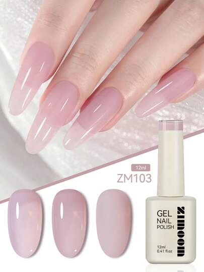 ZIMOOM 12ml Gel Nail Polish, Transparent Light Purple Color Long Lasting Soak Off UV LED Nail Gel, Summer Minimalist Gentle Manicure Gel Polish For Professional Salon Home DIY Nail Art