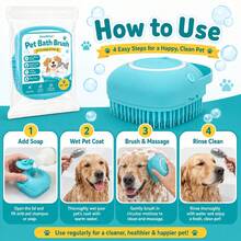 Liquid-Storage Pet Bath Brush With Built-In Shampoo Dispenser, Rich Lather, Soft Silicone Massage Deep Cleaning And De-Shedding, Universal For Cats And Dogs Grooming Brush - View 4