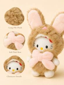 SANRIO 1 pieza Llavero de peluche con disfraz de conejo de orejas caídas Hello Kitty, colgante de bolso esponjoso marrón de 15cm/5.9in, colgante suave y lindo con licencia oficial para mochila, bolso, decoración de coche, regalo de cumpleaños para niñas, adolescentes y coleccionistas - Marrón - Ver 9