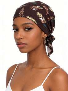 Women's Pattern Printed Sleep Cap, Large Reversible Elastic Wide Band, Silk Texture Night Hair Protection Cap, Suitable For Curly Hair, Braids, Natural Hair Protection - Multicolor - View 10