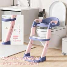 Luminpool Children's Toilet Seat With Steps, 2-In-1 Toilet Step Stool For Toddlers, Soft, Non-Slip Seat Cover With Splash Guard And Built-In Footstool - Purple - View 7