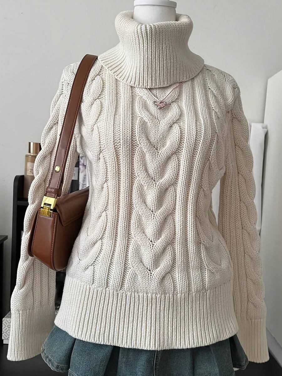 Plus Size Women's Loose Wide Sleeve Soft Knit Pullover Sweater, Dropped Shoulder Long Sleeve, Slouchy, Suitable For Autumn/Winter And Spring/Summer Layering - White - View 1