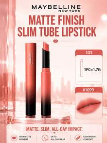 Maybelline 美寶林 Matte Mist Slim 顯色唇膏 #1099 1.7g，巧克力色調，霧面妝效，不乾澀，輕盈絲滑，豐盈唇部，適合日常上鏡妝容 - 美寶蓮霧感霧面細管唇膏 1099 - 查看 2