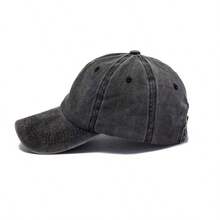 Solid Color Vintage Washed Baseball Cap, Solid Black, Soft Texture, Casual Sports Hat, Adjustable Baseball Cap, Denim Distressed Classic Hat Design, Durable, Vintage Adjustable Baseball Cap Suitable For All 12 Months - Multicolor - View 7