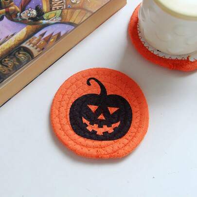 Crochet Pumpkin Coaster - Handmade, Perfect For Halloween And Autumn Home Decor, Versatile Desktop Accessory And Gift, Halloween Table Decoration