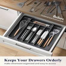 Flatware Organizers, Retractable Cutlery Storage Box, Extendable Large Capacity Utensil Storage Holder, For Drawer, Counter And Cabinet, Kitchen Organizers And Storage, Kitchen Accessories - View 9
