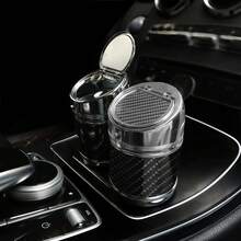 Carbon Fiber Style Cylindrical Car Ashtray With Lid, Flame Retardant Multi-Function Universal Car Interior Accessory - Carbon Fiber - View 11