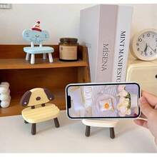 1pc Universal Phone Holder Small Chair Design Tablet Stand Slouchy Support Cute Desktop Ornament Plastic Phone Base - A - View 1